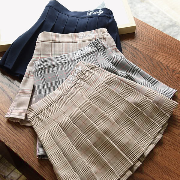 Fusta moderna in carouri pentru copii cu talie inalta