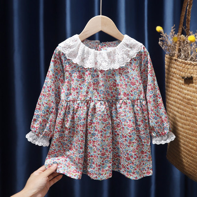 Bērnu pavasara kleita ar izšuvumu un lentīti