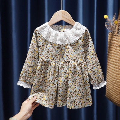 Bērnu pavasara kleita ar izšuvumu un lentīti