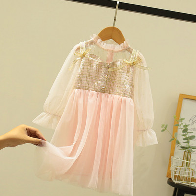 Μοντέρνο παιδικό φόρεμα με τούλι και κουμπιά