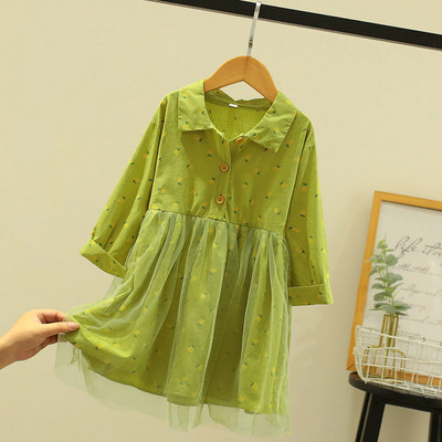 Μοντέρνο παιδικό φόρεμα με κουμπιά και κλασικό γιακά