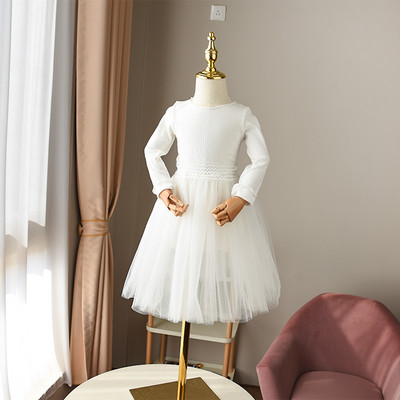 Casual παιδικό φόρεμα με οβάλ λαιμόκοψη και τούλι