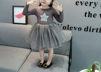 Νέο μοντέλο παιδικό φόρεμα με μακριά μανίκια και φούστα - δύο χρώματα