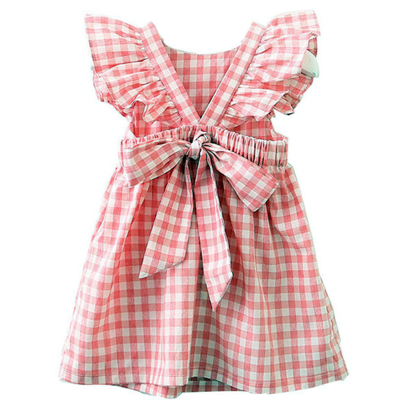 Bērnu rūtainā kleita ar lentīti divās krāsās