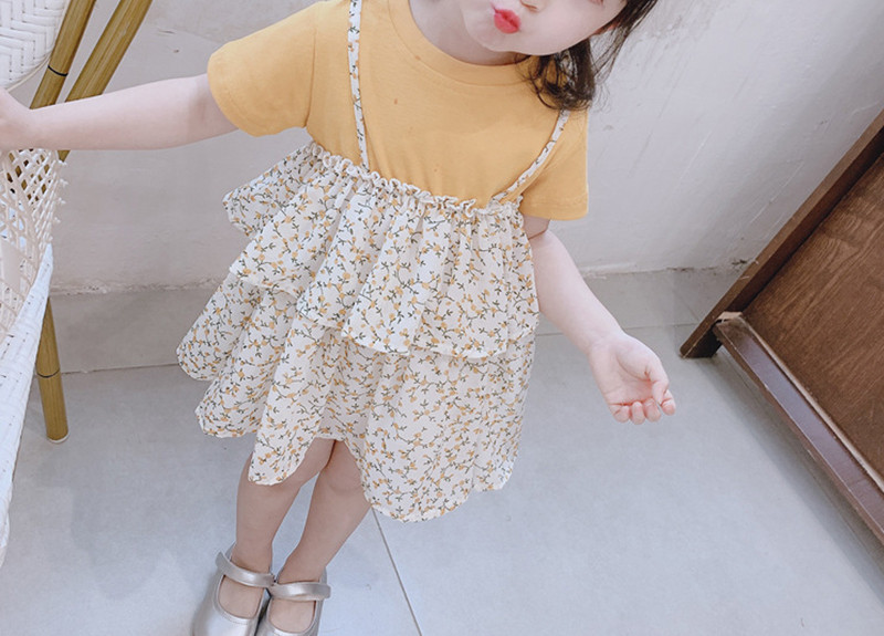 Bērnu puķu kleita ar plānām lencītēm