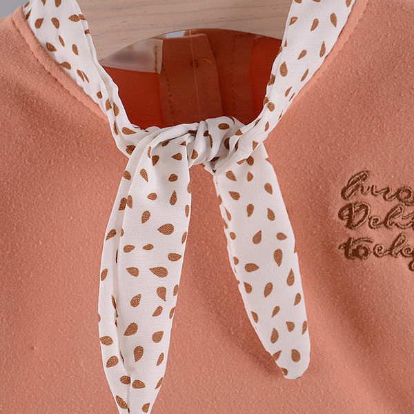 Bērnu pavasara kleita ar garām piedurknēm un izšuvumiem meitenēm