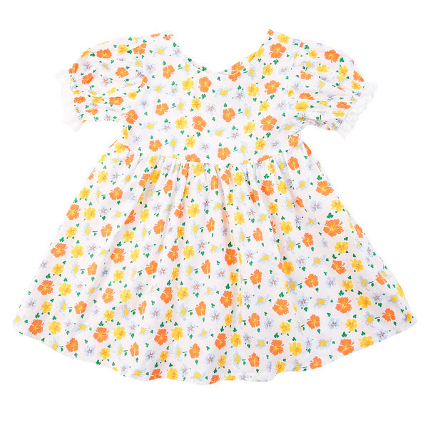 Vasaras kleita ar īsām piedurknēm un ziedu rakstu