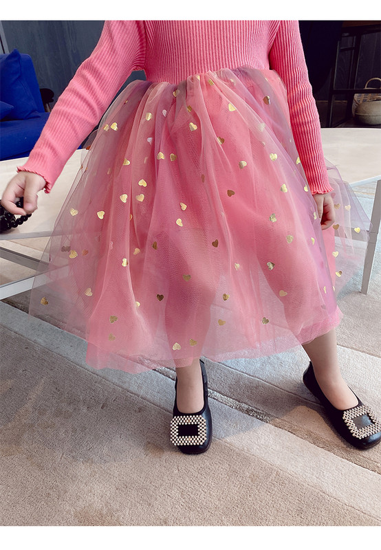 Rochie de primavara pentru fete cu maneci lungi si tul