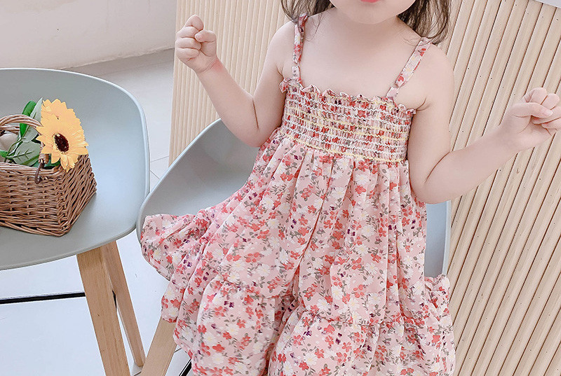 Rochie pentru copii cu maneci scurte si elastic - model floral