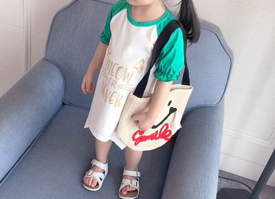 Детска рокля свободен модел с надпис 