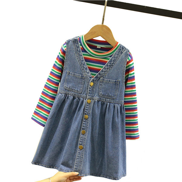 Vaikiška džinsinė suknelė + palaidinė ilgomis rankovėmis