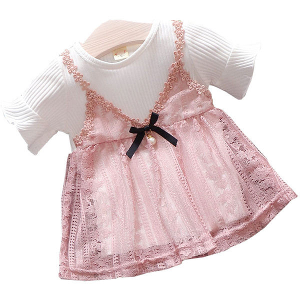 Ikdienas bērnu kleita ar apaļu kakla izgriezumu un īsām piedurknēm