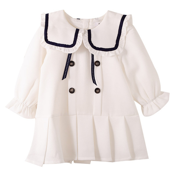 Pavasara kroku kleita ar pogām un garām piedurknēm