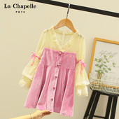 Moderna bērnu kleita ar pogām un špica kakla izgriezumu