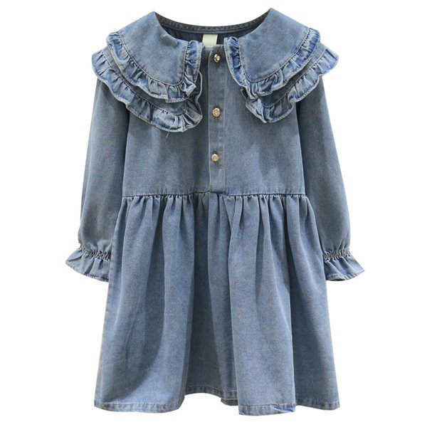 Rochie moderna pentru copii cu nasturi si bucle