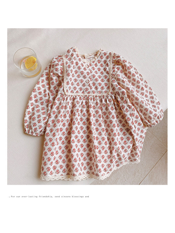 Νέο ανοιξιάτικο φόρεμα με μακριά μανίκια και λουλουδάτο μοτίβο