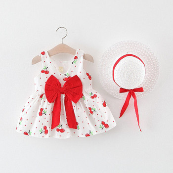 Нов модел детска рокля на череши с панделка за момичета