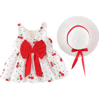 Нов модел детска рокля на череши с панделка за момичета