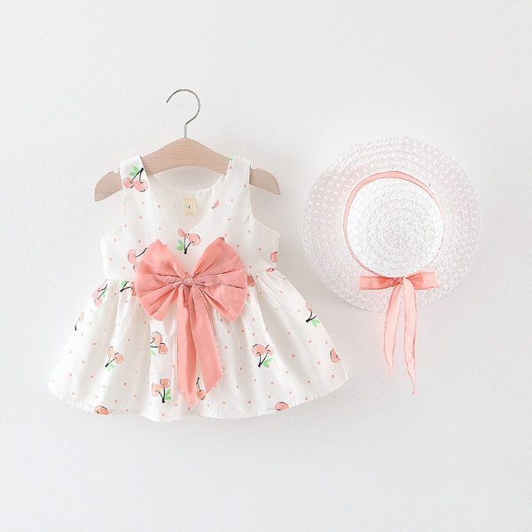 Νέο μοντέλο παιδικό φόρεμα σε κεράσια με κορδέλα για κορίτσια