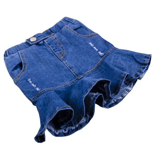 Ikdienas bērnu džinsa svārki ar kabatām un augstu vidukli