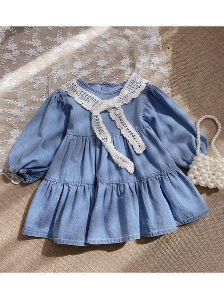 Παιδικό φόρεμα με τζιν με μακριά μανίκια