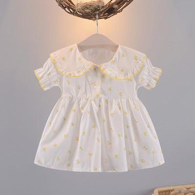 Νέο μοντέλο παιδικό casual φόρεμα με στρογγυλή λαιμόκοψη και κέντημα για κορίτσια