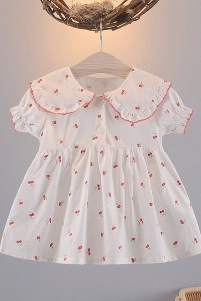 Νέο μοντέλο παιδικό casual φόρεμα με στρογγυλή λαιμόκοψη και κέντημα για κορίτσια