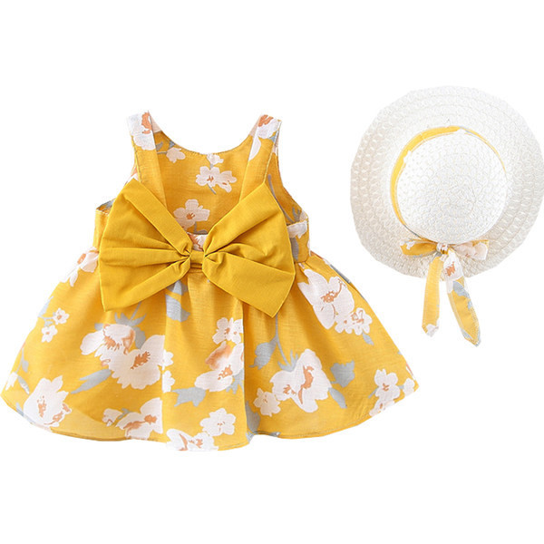 Нов модел цветна детска рокля с презрамки и панделка за момичета