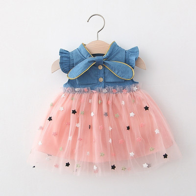 Модерна детска рокля с къдри и пола от тюл за момичета