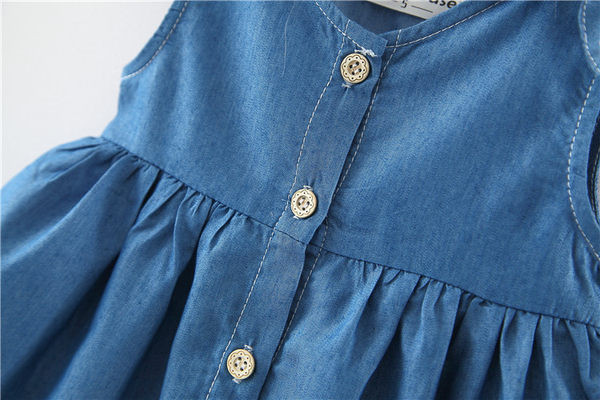 Bērnu moderna kleita ar pogām zilā krāsā