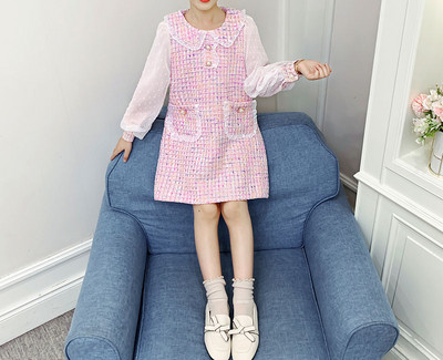 Παιδικό μοντέρνο φόρεμα με τσέπες και μακριά μανίκια