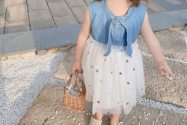 Παιδικό τζιν φόρεμα με τούλι για κορίτσια