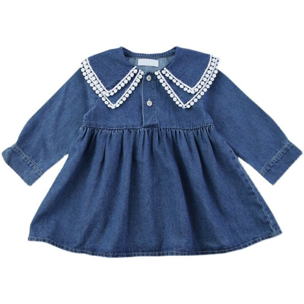 Rochie de blugi pentru copii cu maneci lungi si nasturi