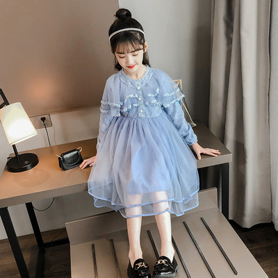 Moderna bērnu kleita ar lentīti zilā un rozā krāsā - divi modeļi