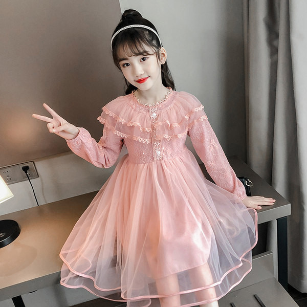 Moderna bērnu kleita ar lentīti zilā un rozā krāsā - divi modeļi