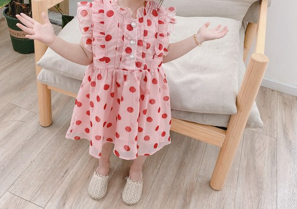 Bērnu vasaras šifona kleita ar pogām