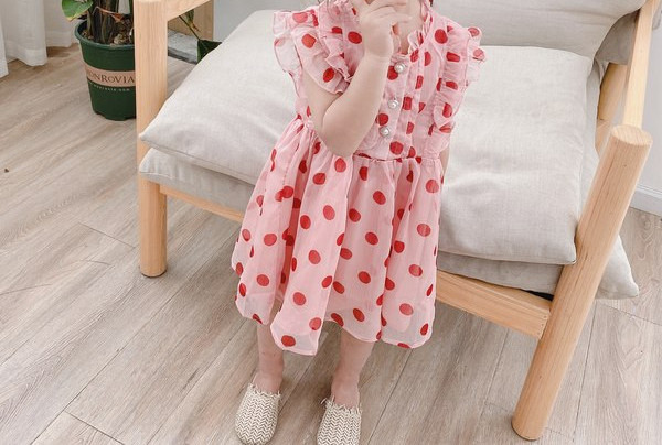 Bērnu vasaras šifona kleita ar pogām