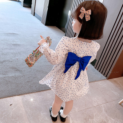 Παιδικό casual φόρεμα με κορδέλα και μακριά μανίκια