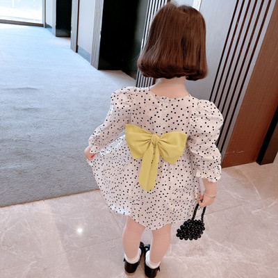 Παιδικό casual φόρεμα με κορδέλα και μακριά μανίκια