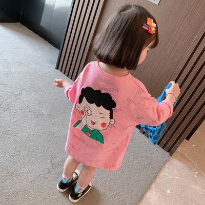 Παιδικό φόρεμα με απλικέ και οβάλ ντεκολτέ