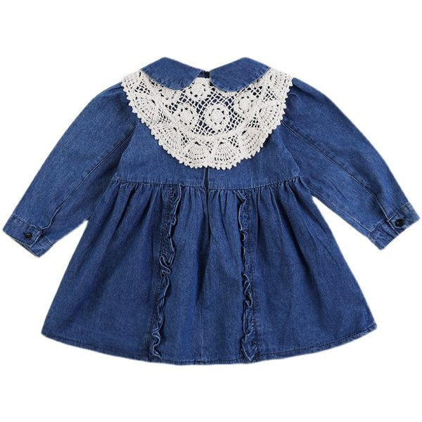 Rochie modernă de denim pentru copii în albastru pentru fete