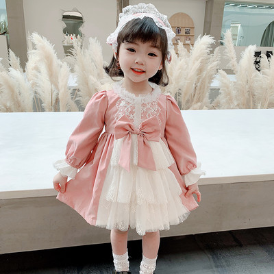 Παιδικό casual φόρεμα με κορδέλα σε μπλε και ροζ