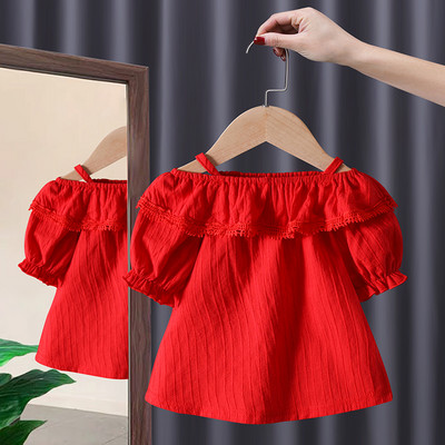 Καλοκαιρινό φόρεμα για κορίτσια με κοντά μανίκια και λουράκια