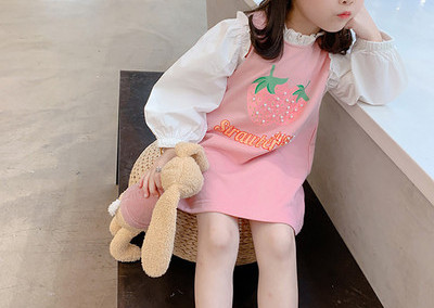 Μοντέρνο παιδικό φόρεμα για κορίτσια με κεντήματα και μακριά μανίκια