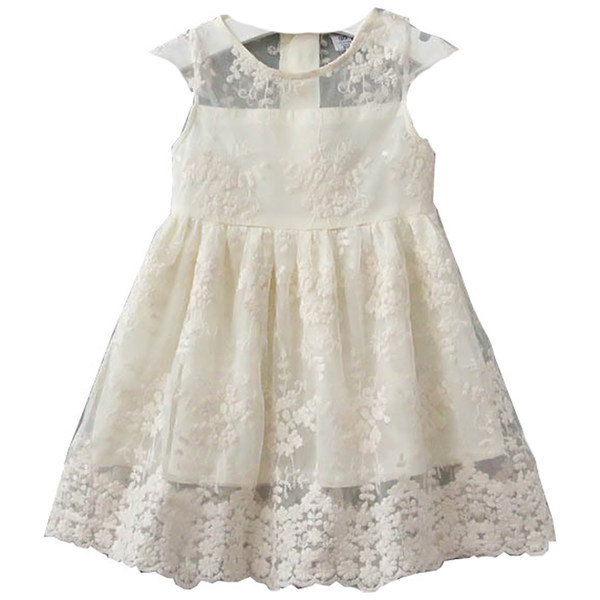 Moderna bērnu mežģīņu kleita baltā krāsā