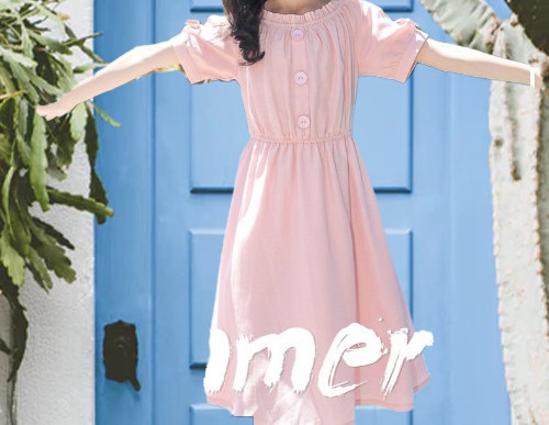 Bērnu vasaras kleita ar pogām un īsām piedurknēm