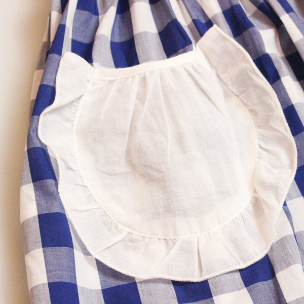 Bērnu rūtainā kleita ar kabatām zilā krāsā