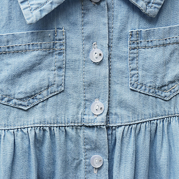Bērnu vasaras džinsa kleita ar klasisku apkakli