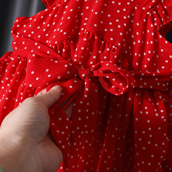 Καλοκαιρινό φόρεμα πουά για κορίτσια σε κόκκινο χρώμα