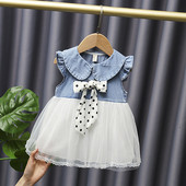 Rochie pentru copii cu tul si panglica punctata